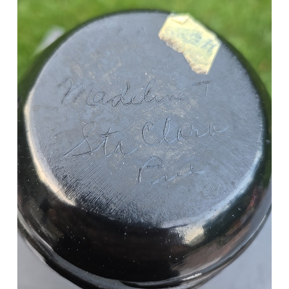 Santa Clara Pueblo Blackware Pottery Signed Madeline T. 7.2" Avanyu Excellent - Picture 12 of 16